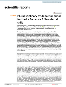 Pluridisciplinary Evidence for Burial for the La Ferrassie 8 Neandertal Child