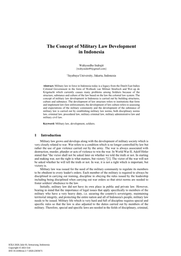 The Concept of Military Law Development in Indonesia