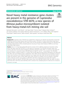 Novel Heavy Metal Resistance Gene Clusters Are Present