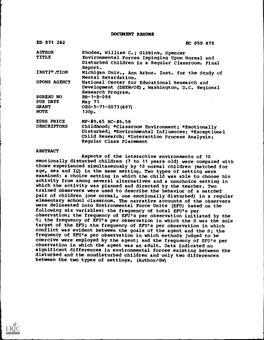 Document Resume Ed 071 262 Ec 050 870