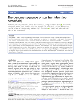 The Genome Sequence of Star Fruit (Averrhoa Carambola)