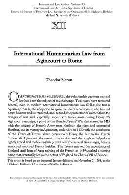 International Humanitarian Law from Agincourt to Rome