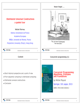 Distributed Universal Constructions a Guided Tour Concurrent Programming: Algorithms, Principles and Foundations by Michel Rayna