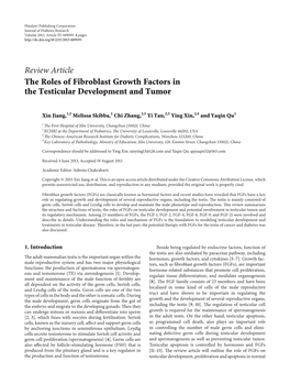 The Roles of Fibroblast Growth Factors in the Testicular Development and Tumor