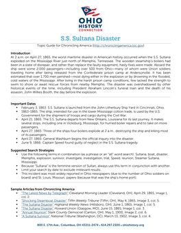 S.S. Sultana Disaster Topic Guide for Chronicling America (