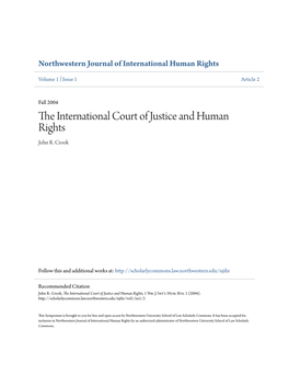 The International Court of Justice and Human Rights, 1 Nw