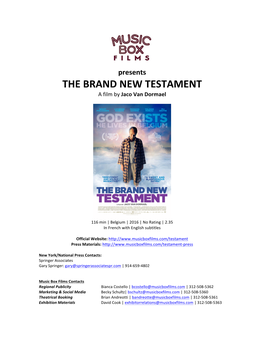 THE BRAND NEW TESTAMENT a Film by Jaco Van Dormael