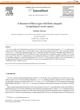 A Theorem of Riesz Type with Pettis Integrals in Topological Vector Spaces