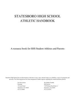 Statesboro High School Athletic Handbook