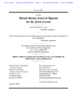 United States Court of Appeals for the First Circuit ______