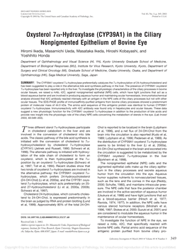 Oxysterol 7 -Hydroxylase (CYP39A1) in the Ciliary Nonpigmented