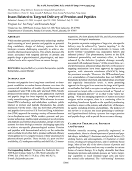 Issues Related to Targeted Delivery of Proteins and Peptides