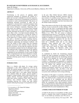 Planetary Ecosynthesis As Ecological Succession