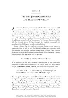 Course 6: the True Jewish Communion and the Messianic Feast