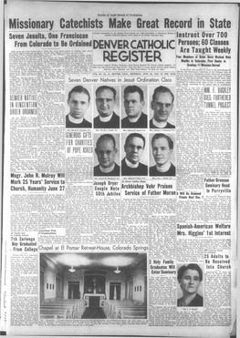 DENVER CATHOLIC Persons; 60 Classes Eight Young Men from Denver John J