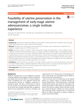 Feasibility of Uterine Preservation in the Management of Early-Stage Uterine Adenosarcomas: a Single Institute Experience