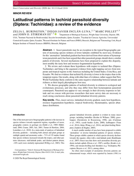 Diptera: Tachinidae): a Review of the Evidence