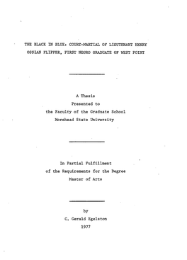 Court-Martial of Lieutenant Henry Ossian Flipper, First Negro Graduate of West Point