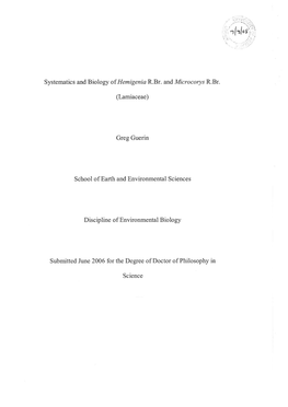 Systematics and Biology of Hemigenia R.Br. and Microcorys R.Br. (Lamiaceae)