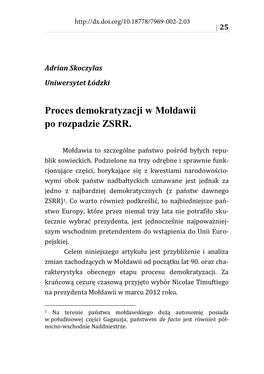 Proces Demokratyzacji W Mołdawii Po Rozpadzie ZSRR