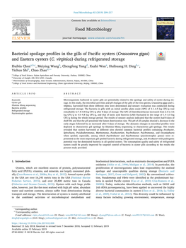 Food Microbiology Bacterial Spoilage Profiles in the Gills of Pacific Oysters (Crassostrea Gigas) and Eastern Oysters (C. Virgin