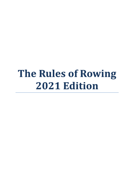 Rules of Rowing 2021 Edition