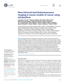 Near-Infrared Dual Bioluminescence Imaging in Mouse Models of Cancer