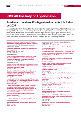 PASCAR Roadmap on Hypertension