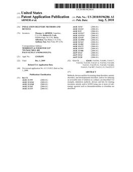 (12) Patent Application Publication (10) Pub. No.: US 2010/0196286 A1 ARMER Et Al