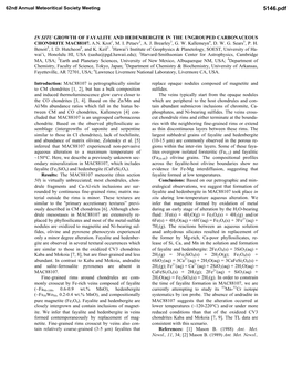 In Situ Growth of Fayalite and Hedenbergite in the Ungrouped Carbonaceous Chondrite Mac88107