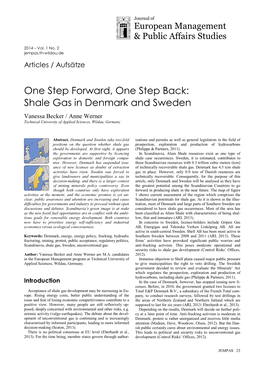 Shale Gas in Denmark and Sweden Vanessa Becker / Anne Werner Technical University of Applied Sciences, Wildau, Germany