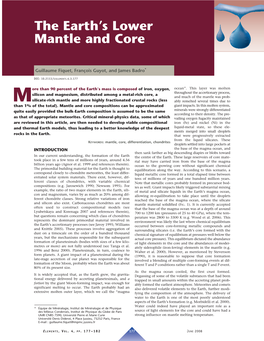 The Earth's Lower Mantle and Core