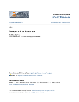 Engagement for Democracy
