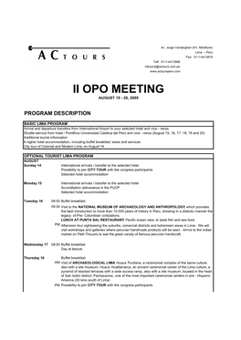 Ii Opo Meeting August 15 - 20, 2005