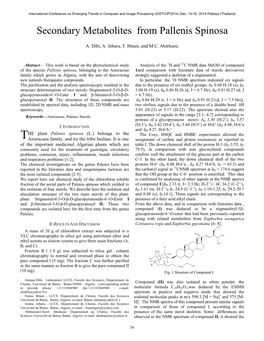 Secondary Metabolites from Pallenis Spinosa