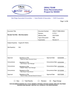 Nevada Test Site – Site Description Effective Date: 05/27/2008 Type of Document TBD Supersedes: Revision 01