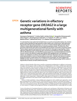 Genetic Variations in Olfactory Receptor Gene OR2AG2 in a Large