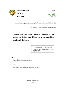 Diseño De Una VPN Para El Acceso a Las Bases De Datos Científicas De La Universidad Nacional De Loja