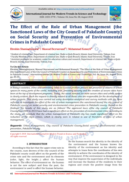 The Effect of the Role of Urban Management (The