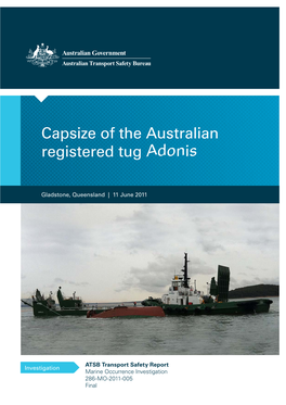 Capsize of the Australian Registered Tug Adonis at Gladstone, Queensland, on 11 June 2011