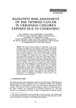 Radiation Risk Assessment of the Thyroid Cancer in Ukrainian Children Exposed Due to Chernobyl1