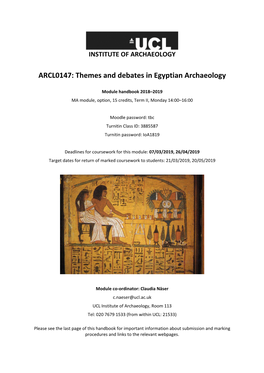 ARCL0147: Themes and Debates in Egyptian Archaeology