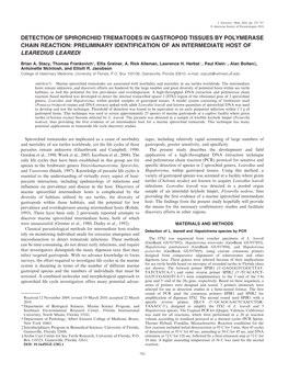 Detection of Spirorchiid Trematodes in Gastropod Tissues by Polymerase Chain Reaction: Preliminary Identification of an Intermediate Host of Learedius Learedi