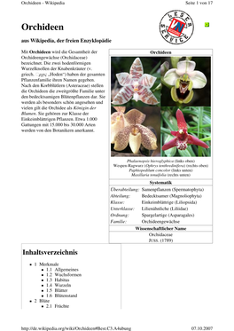 Orchideen - Wikipedia Seite 1 Von 17