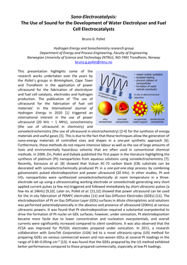 Sono-Electrocatalysis: the Use of Sound for the Development of Water Electrolyser and Fuel Cell Electrocatalysts