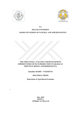 T.C. Selçuk University Graduate School of Natural and Applied Science the Structural Analyses and Development Opportunities Of