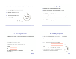 Lectures 3-4: Quantum Mechanics of One-Electron Atoms the Schrödinger Equation