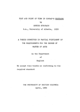 Plot and Point of View in Conrad's Nostromo