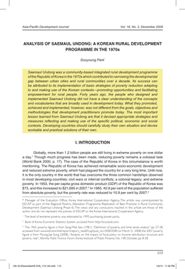 113 Analysis of Saemaul Undong: a Korean Rural