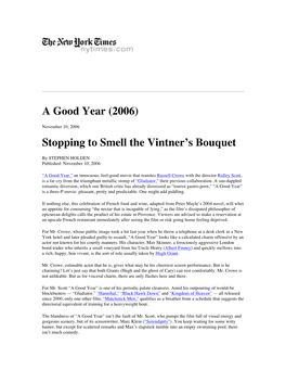 A Good Year (2006) Stopping to Smell the Vintner's Bouquet